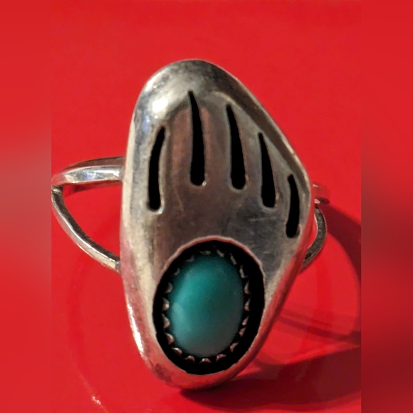 Vintage Sterling Silver bear print with turquoise - Picture 9 of 16